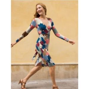 Biden Print Wrap Dress Watercolor Boho British